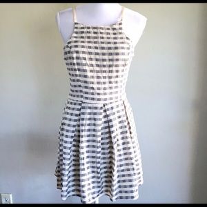 ANGL blue & white checker gingham print dress